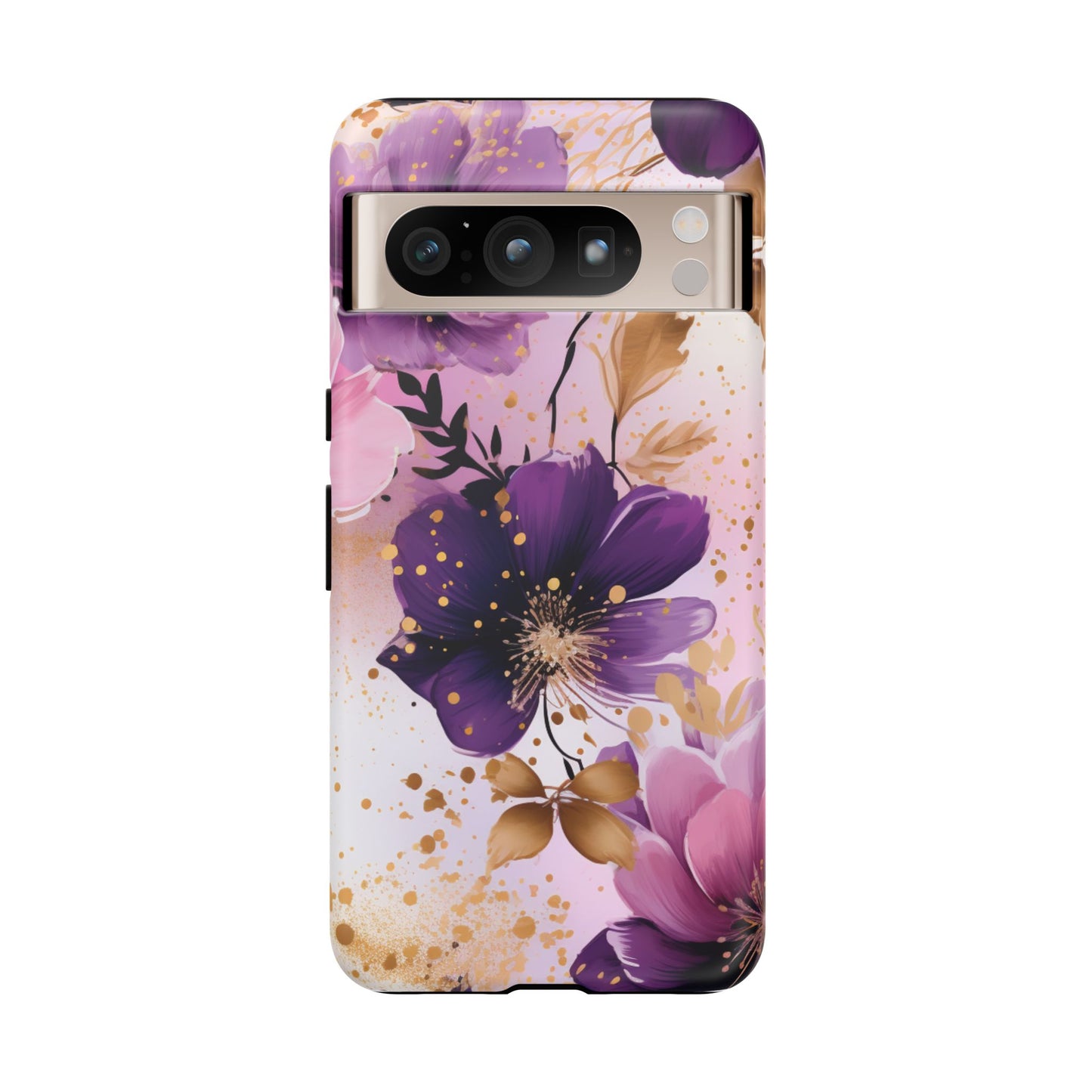 Luxury Purple & Gold Floral Aesthetic Mobile Case
