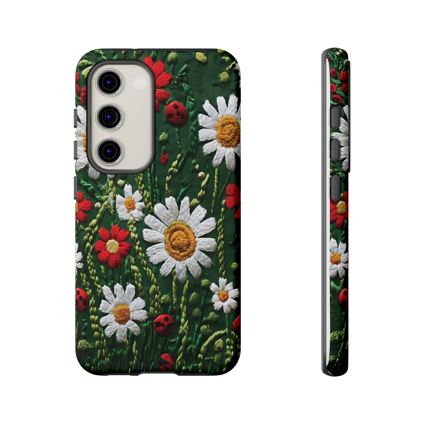 Knitted Pattern With Diamonds And Festive Motifs On Navy phone case design.