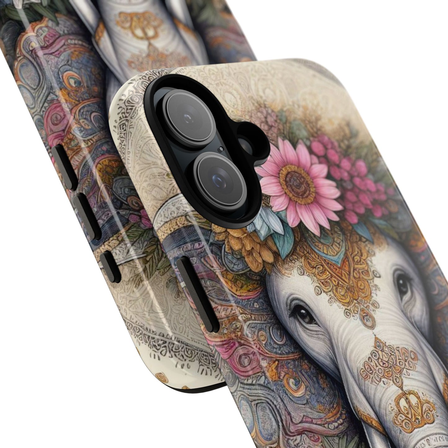 Elegant Floral Elephant Mobile Cover – Royal Mandala Art