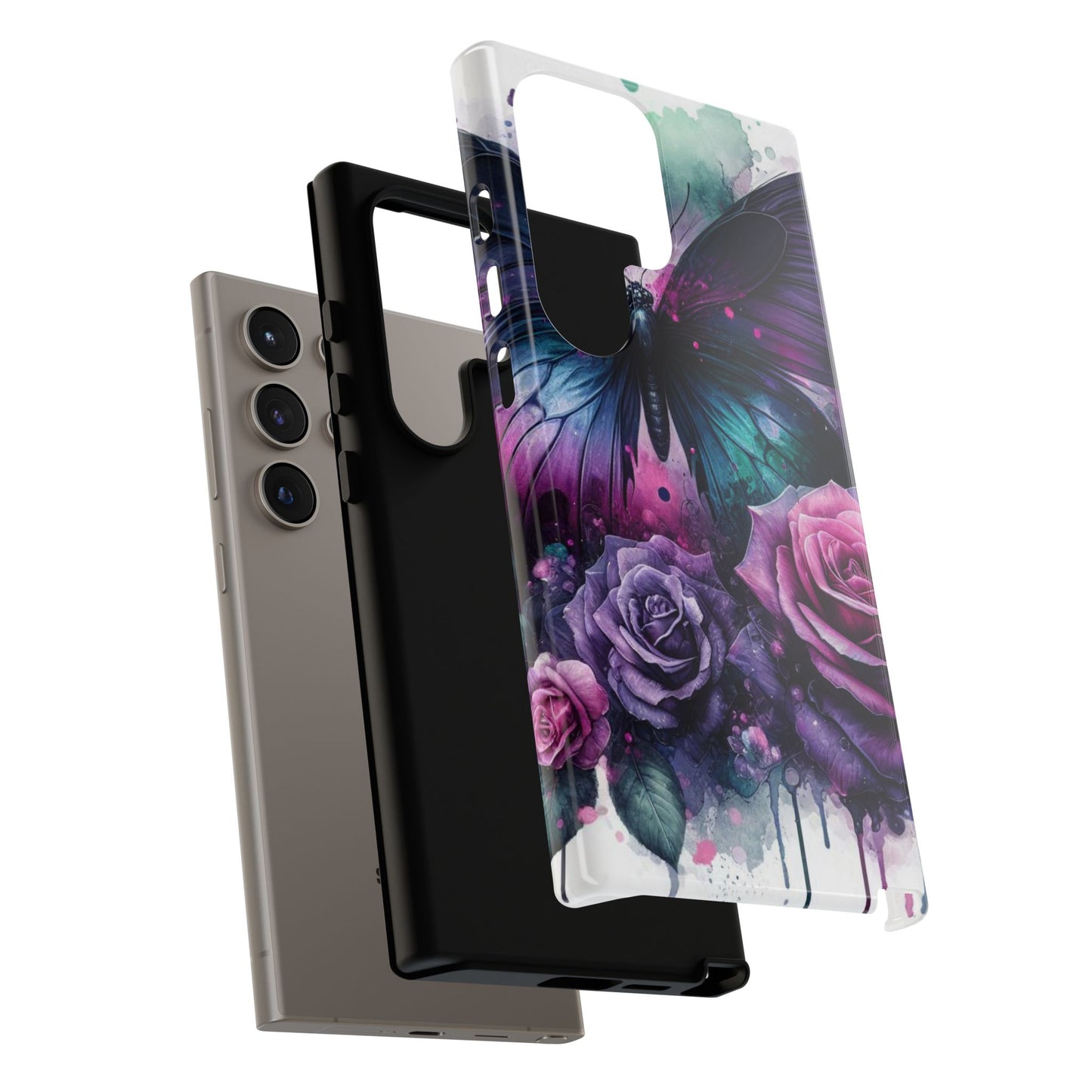 Mystic Bloom – Vibrant Butterfly & Rose Art Mobile Cover