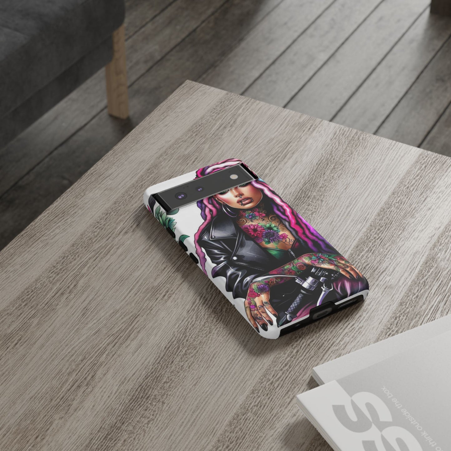 Neon Rebel – Vibrant Biker Queen Mobile Cover