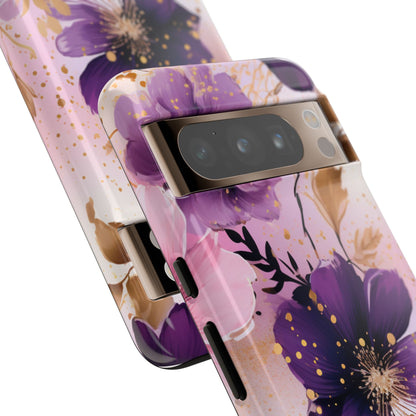 Luxury Purple & Gold Floral Aesthetic Mobile Case