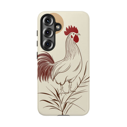 Golden Dawn Rooster: Minimalist Farmstead Charm Case for iPhone, Samsung & Pixel