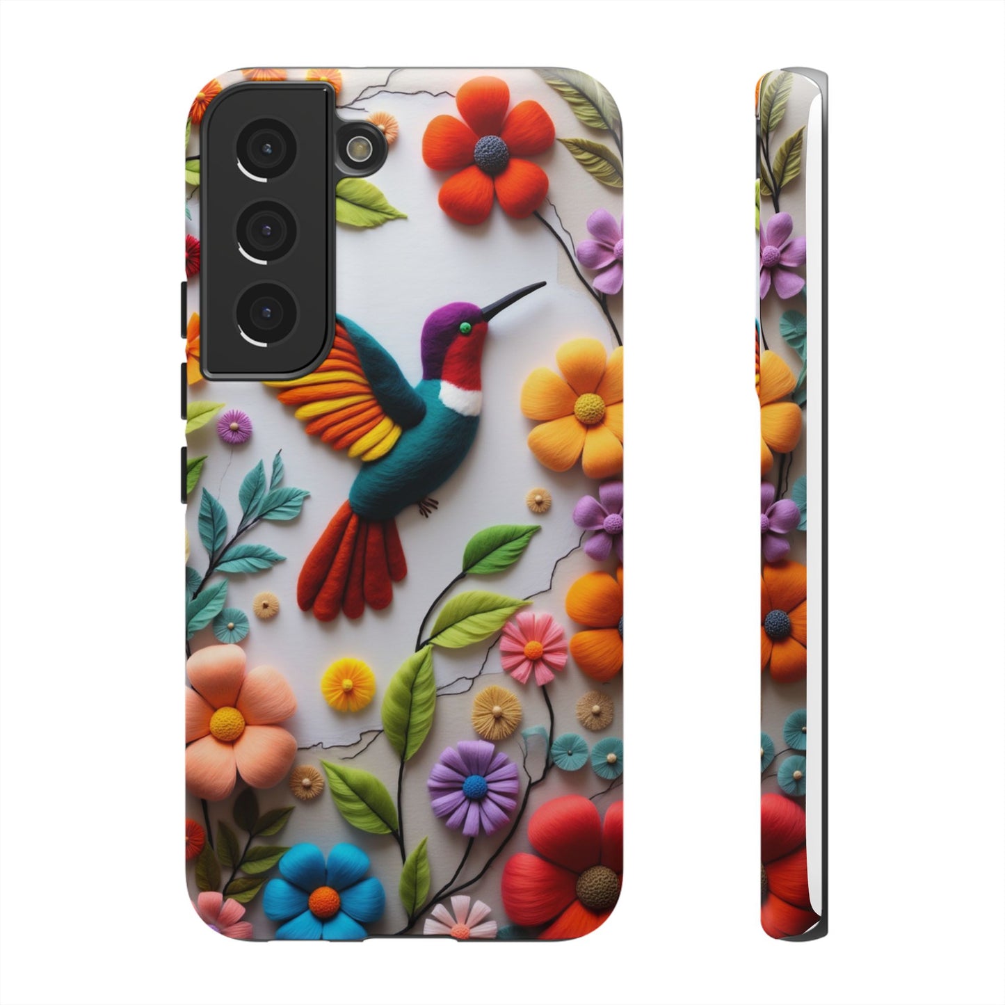 Embroidered Hummingbird with Floral Design | Nature's Elegant Stitch