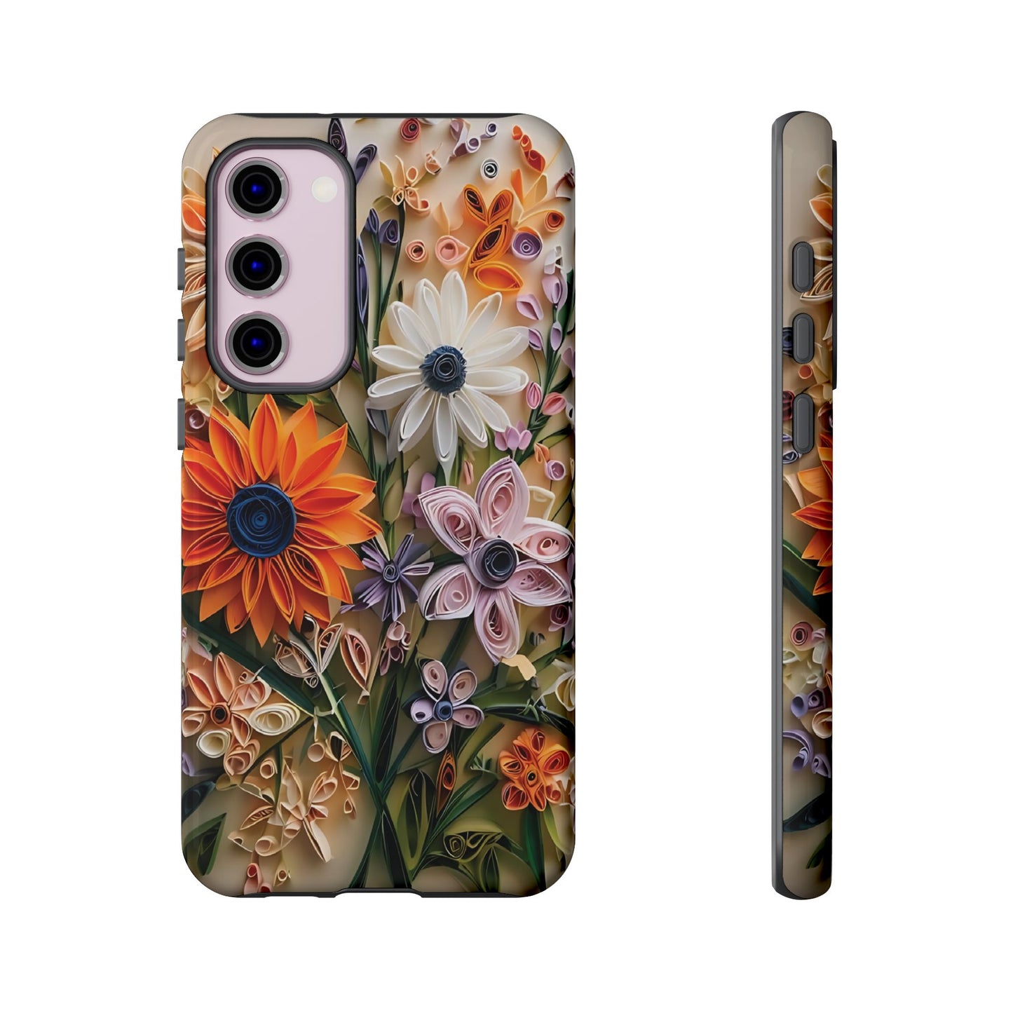 Intricate Quilled Floral Artwork In Vibrant Colors phone case design.