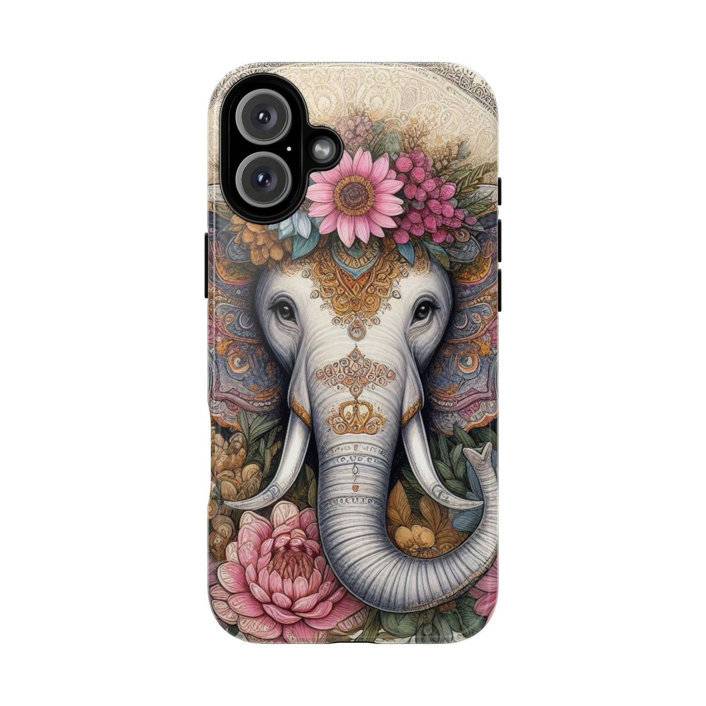 Elegant Floral Elephant Mobile Cover – Royal Mandala Art