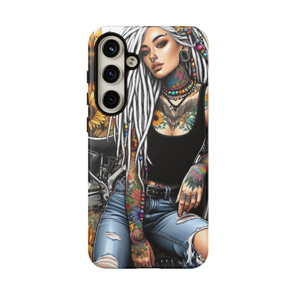 Sunflower Biker Queen – Bohemian Tattooed Rebel Mobile Cover