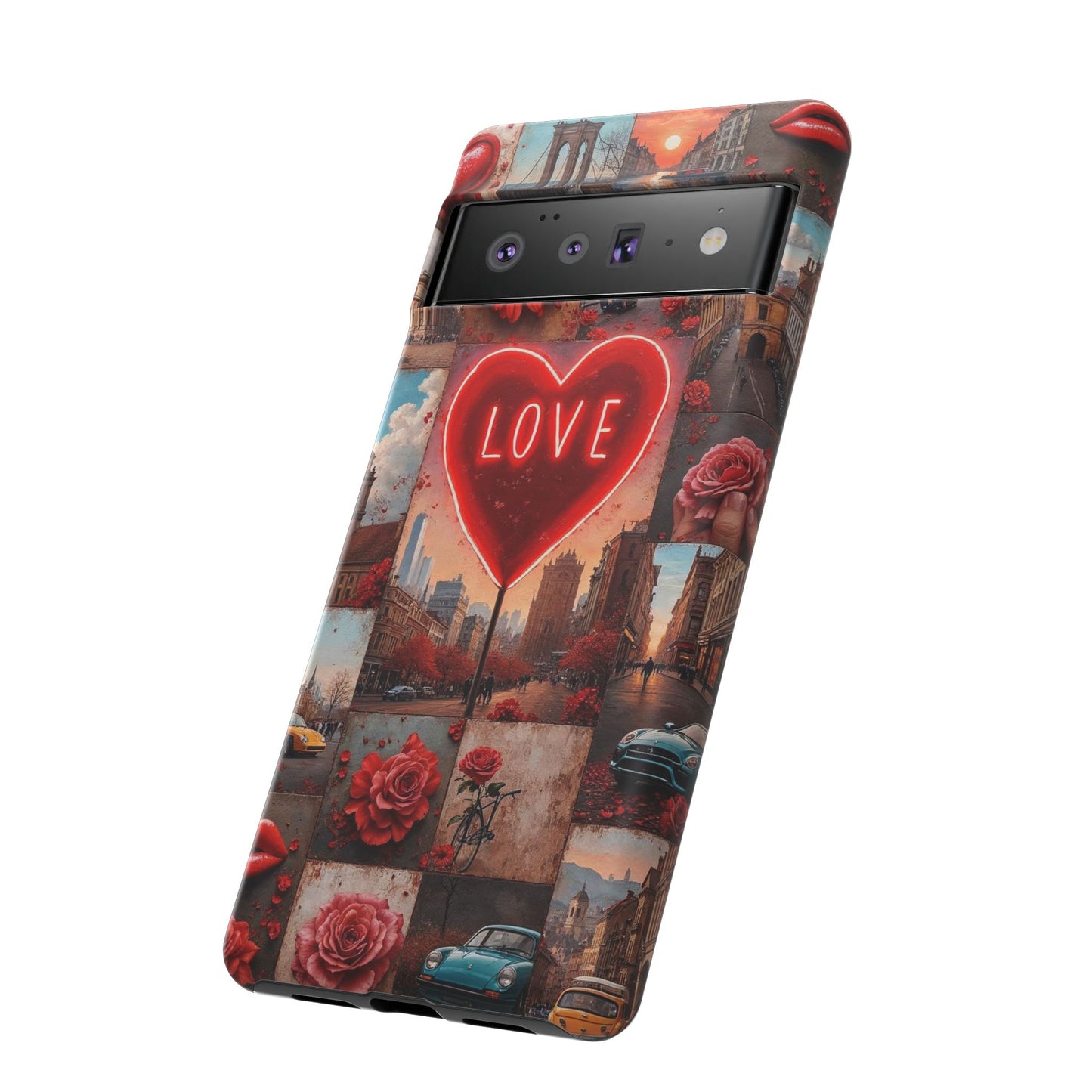 Neon Love Heart & Rose Phone Case