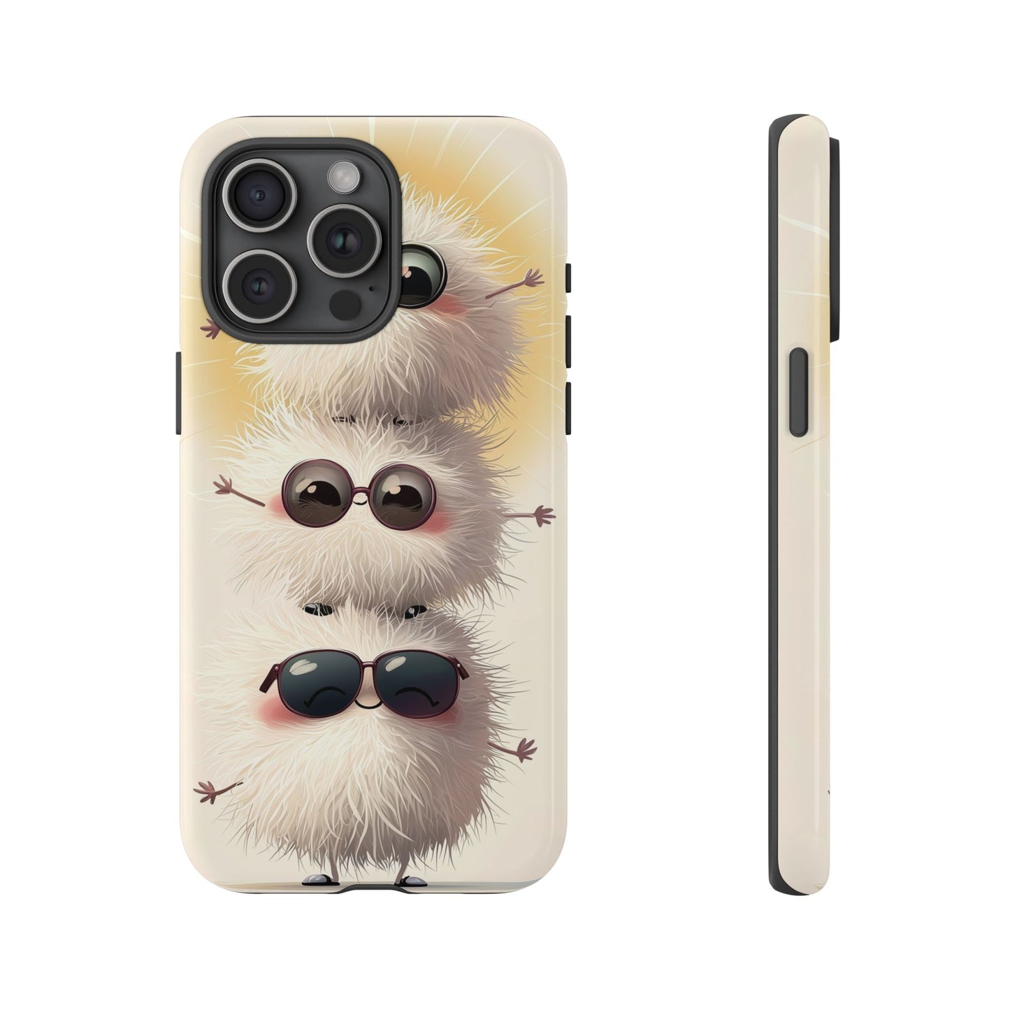 Stacked Fluff Squad Phone Case – Kawaii Anime Creatures with Sunglasses, iPhone, Samsung & Google Pixel Case
