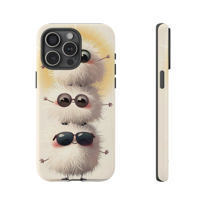 Stacked Fluff Squad Phone Case – Kawaii Anime Creatures with Sunglasses, iPhone, Samsung & Google Pixel Case