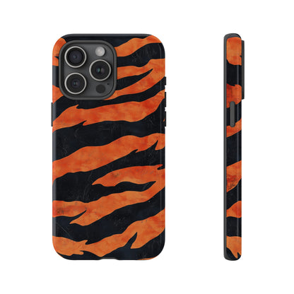 Burnt Orange & Black Tiger Stripes Phone Case for iPhone, Samsung & Google Pixel