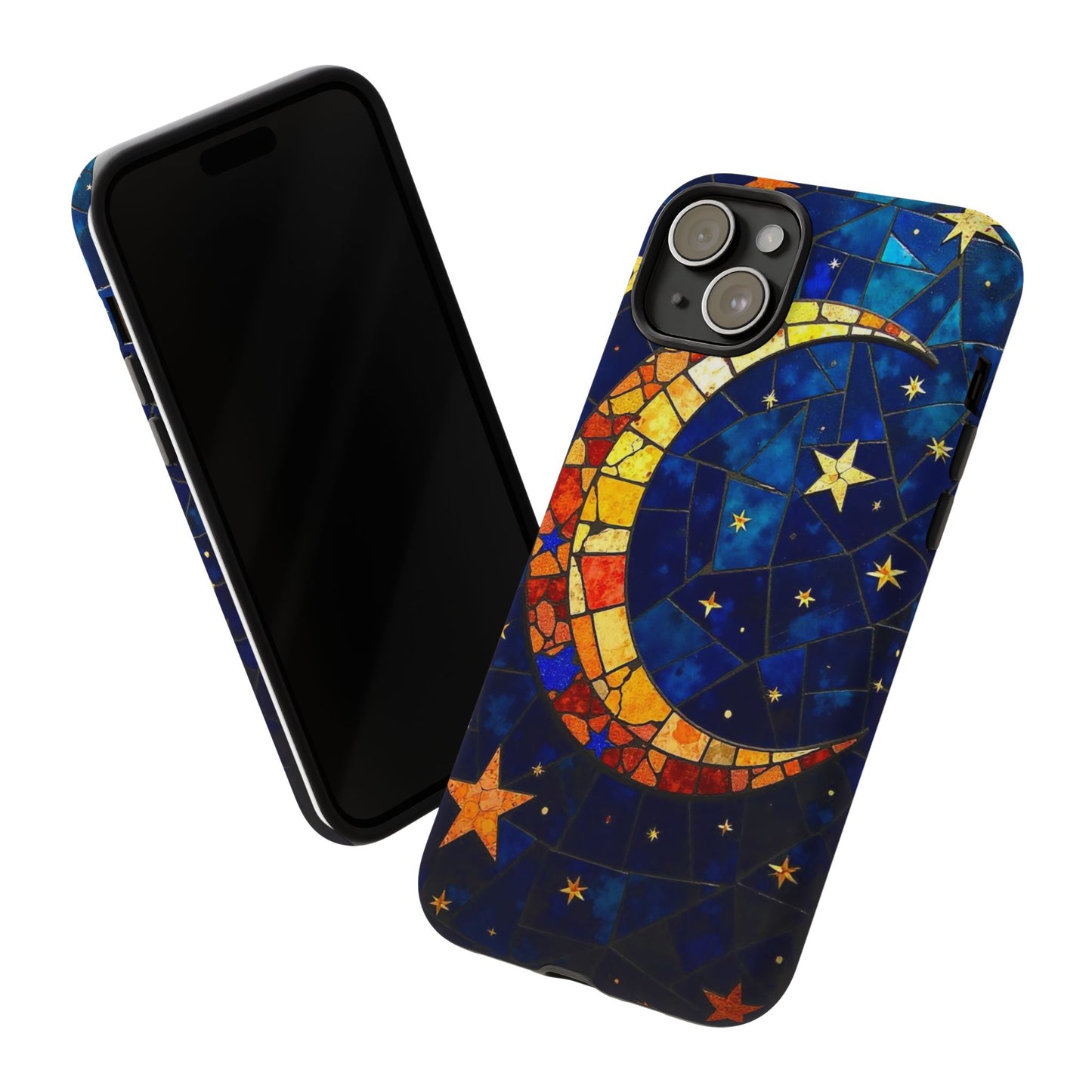 Celestial Crescent: Vibrant Moon and Stars Phone Case