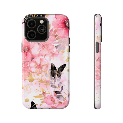 Pink Blossom & Gold Butterfly Mobile Case