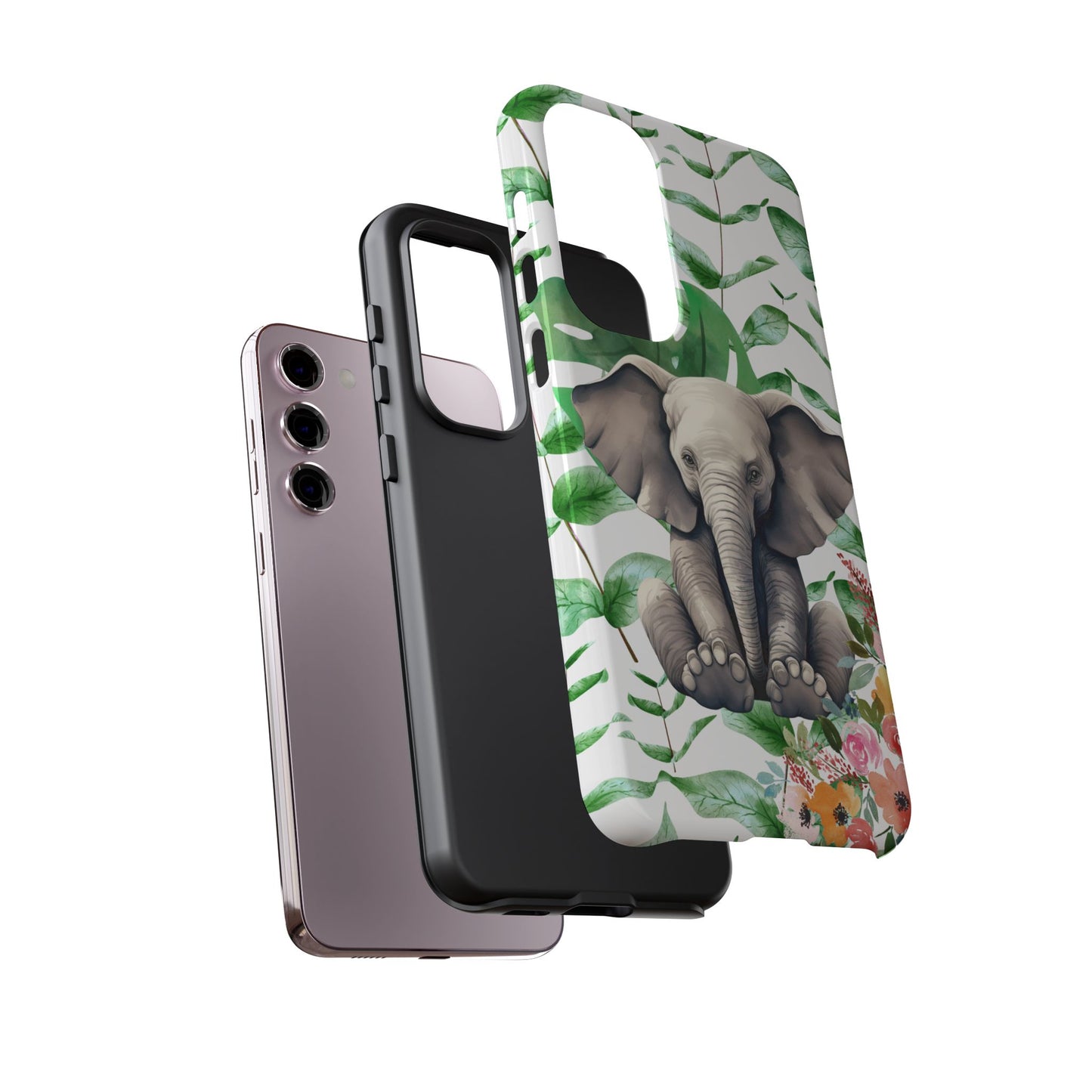 Cute Baby Elephant Mobile Cover – Floral & Tropical Aesthetic