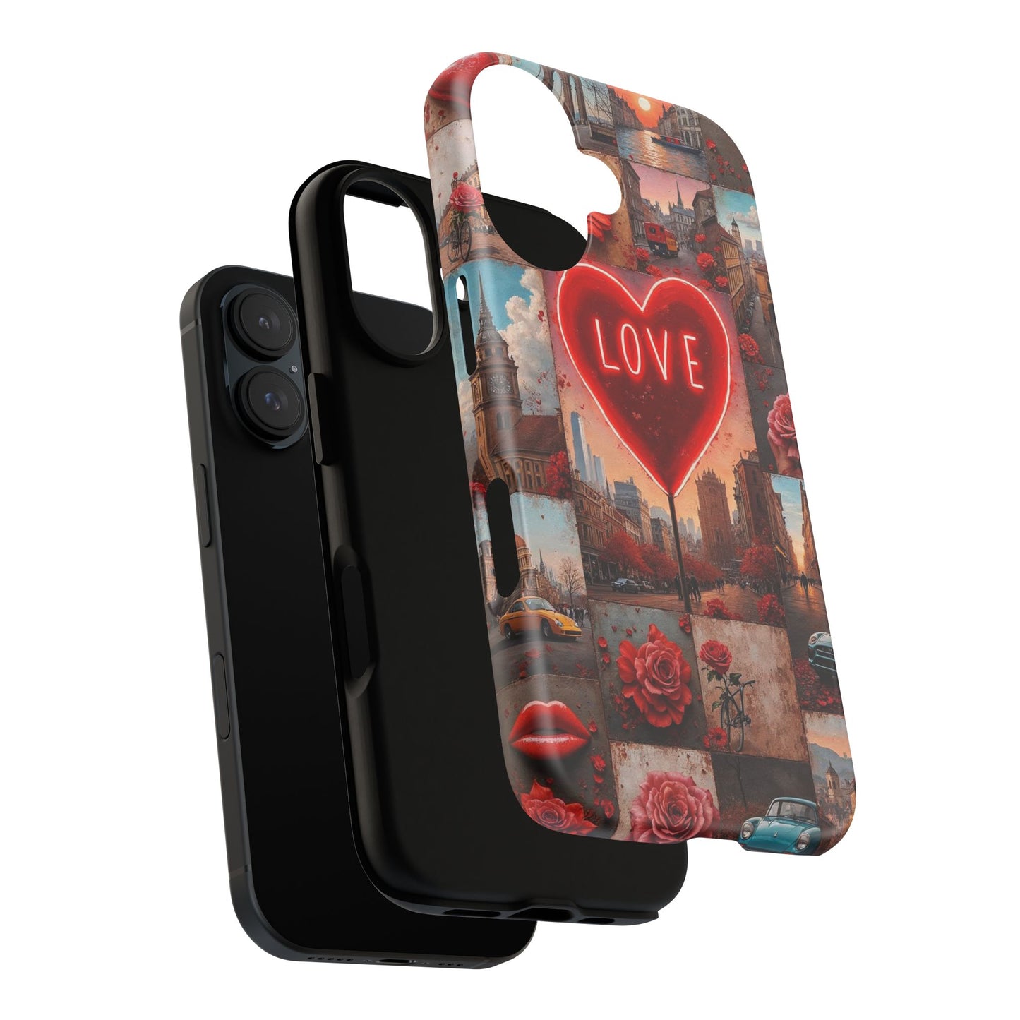 Neon Love Heart & Rose Phone Case