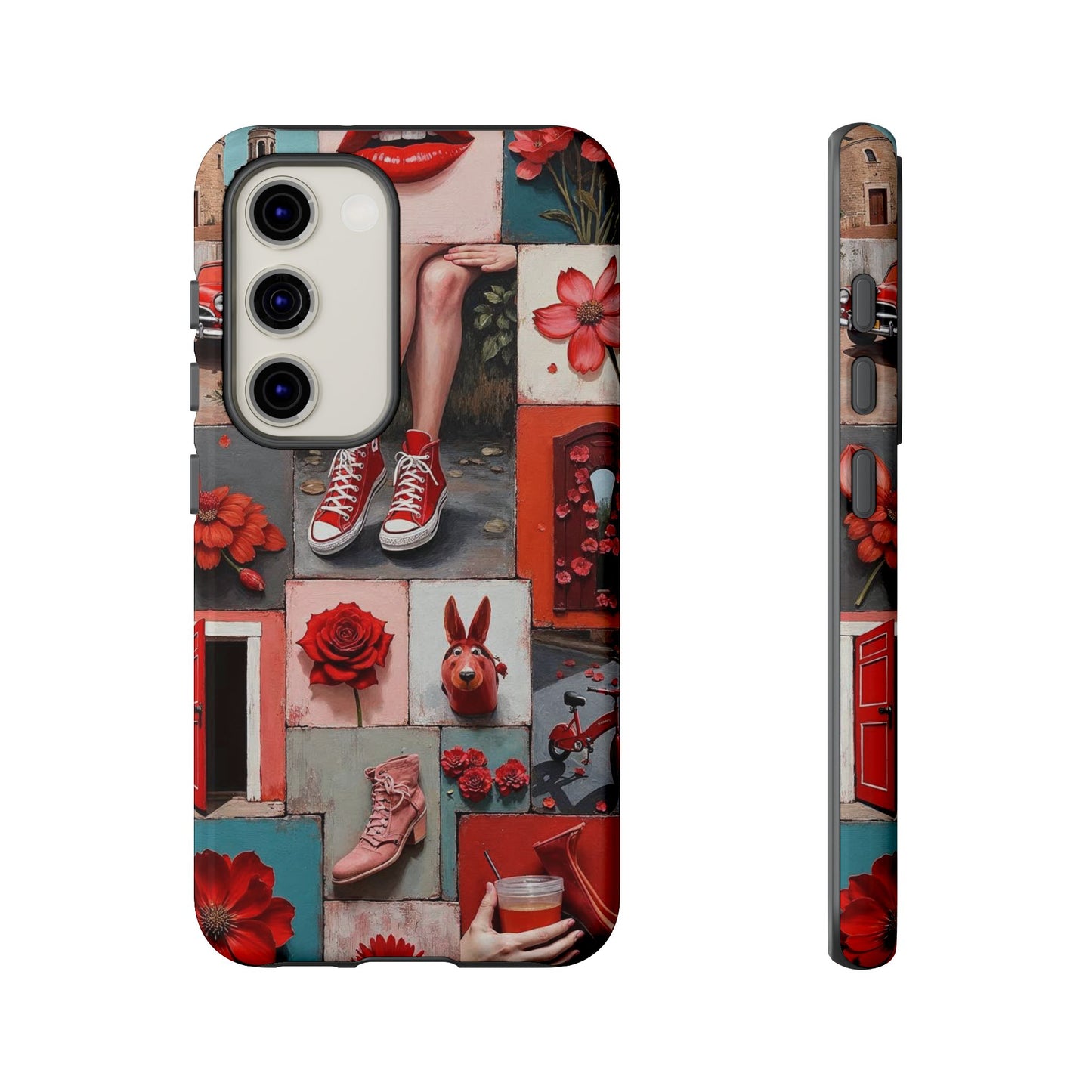 Red Sneakers & Roses Collage Phone Case