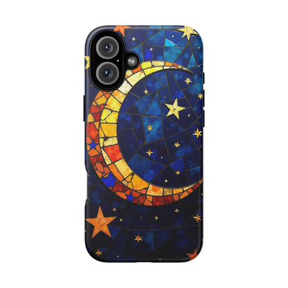 Celestial Crescent: Vibrant Moon and Stars Phone Case