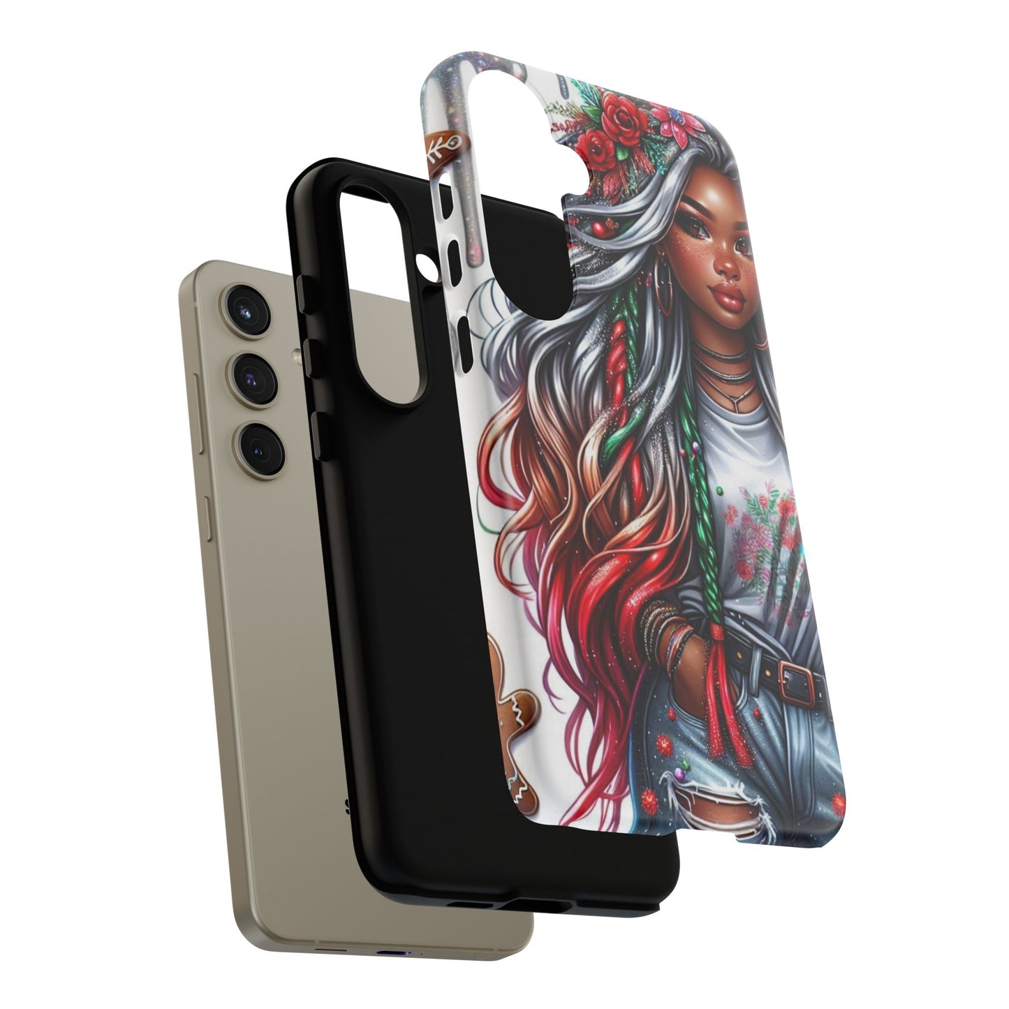 Festive Boho Queen – Holiday Glow & Candy Cane Braids Mobile Cover