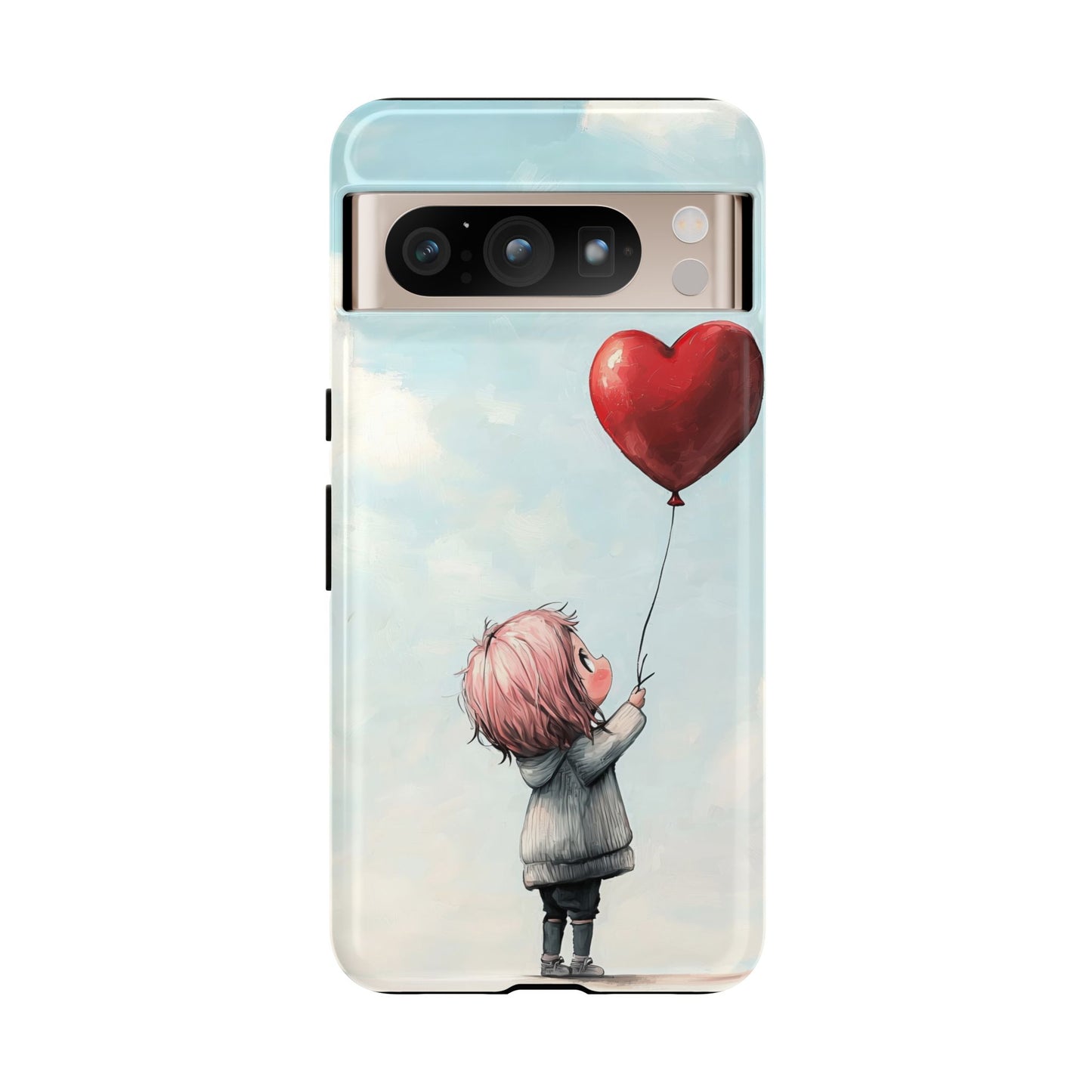 Anime Heart Balloon Phone Case – Dreamy & Cute Art for iPhone, Google Pixel & Samsung