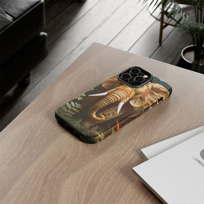 Golden Jungle Elephant Mobile Cover – Intricate Paper Art Design