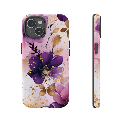 Luxury Purple & Gold Floral Aesthetic Mobile Case