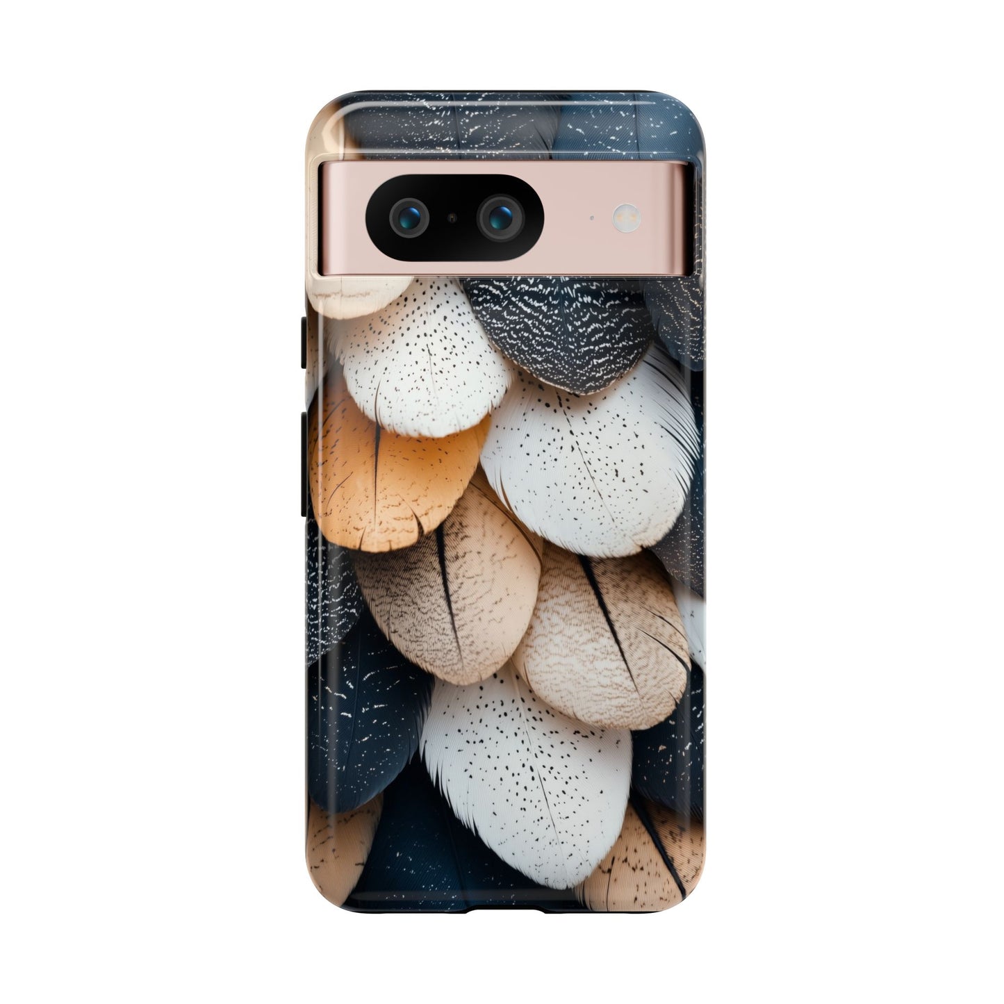 Layered Feather Elegance Phone Case – Black, White & Beige for iPhone, Samsung & Google Pixel