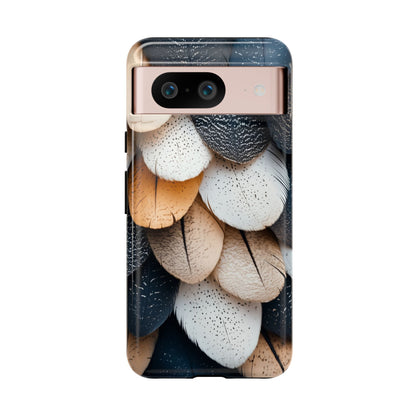 Layered Feather Elegance Phone Case – Black, White & Beige for iPhone, Samsung & Google Pixel