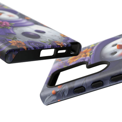 Cheerful Snowman With Colorful Floral Hat And Scarf phone case design