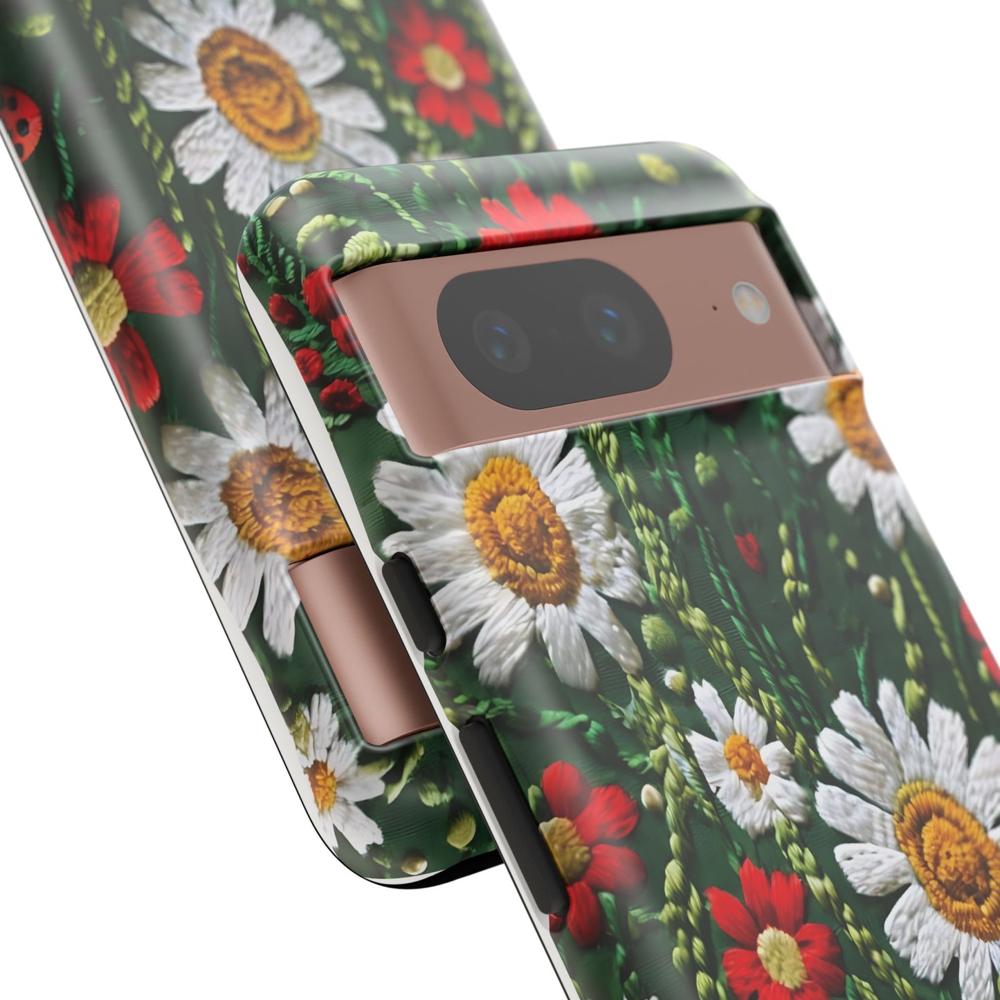 Knitted Pattern With Diamonds And Festive Motifs On Navy phone case design.