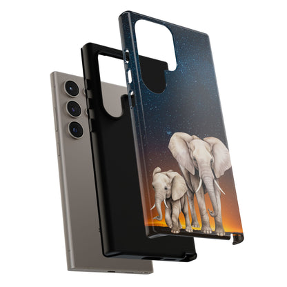 Starry Safari Elephant Family Mobile Cover – Cosmic Wildlife Aesthetic