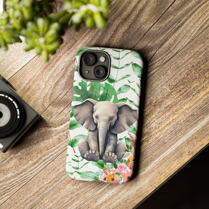 Cute Baby Elephant Mobile Cover – Floral & Tropical Aesthetic
