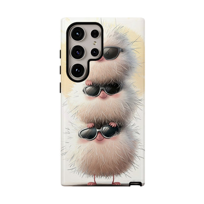 Fluffy Stack Anime Phone Case – Cute Furry Creatures with Sunglasses, Kawaii Aesthetic Design for iPhone, Samsung & Google Pixel