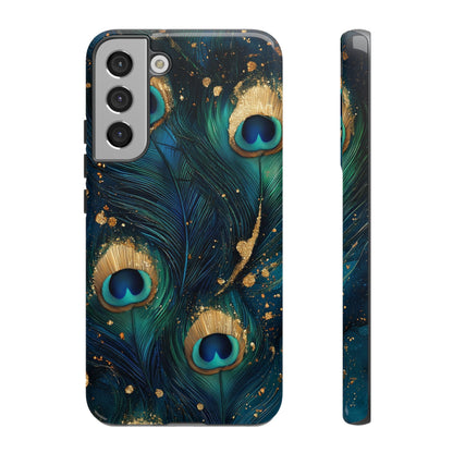 Elegant Peacock Feather Luxe Phone Case for iPhone, Samsung & Google Pixel