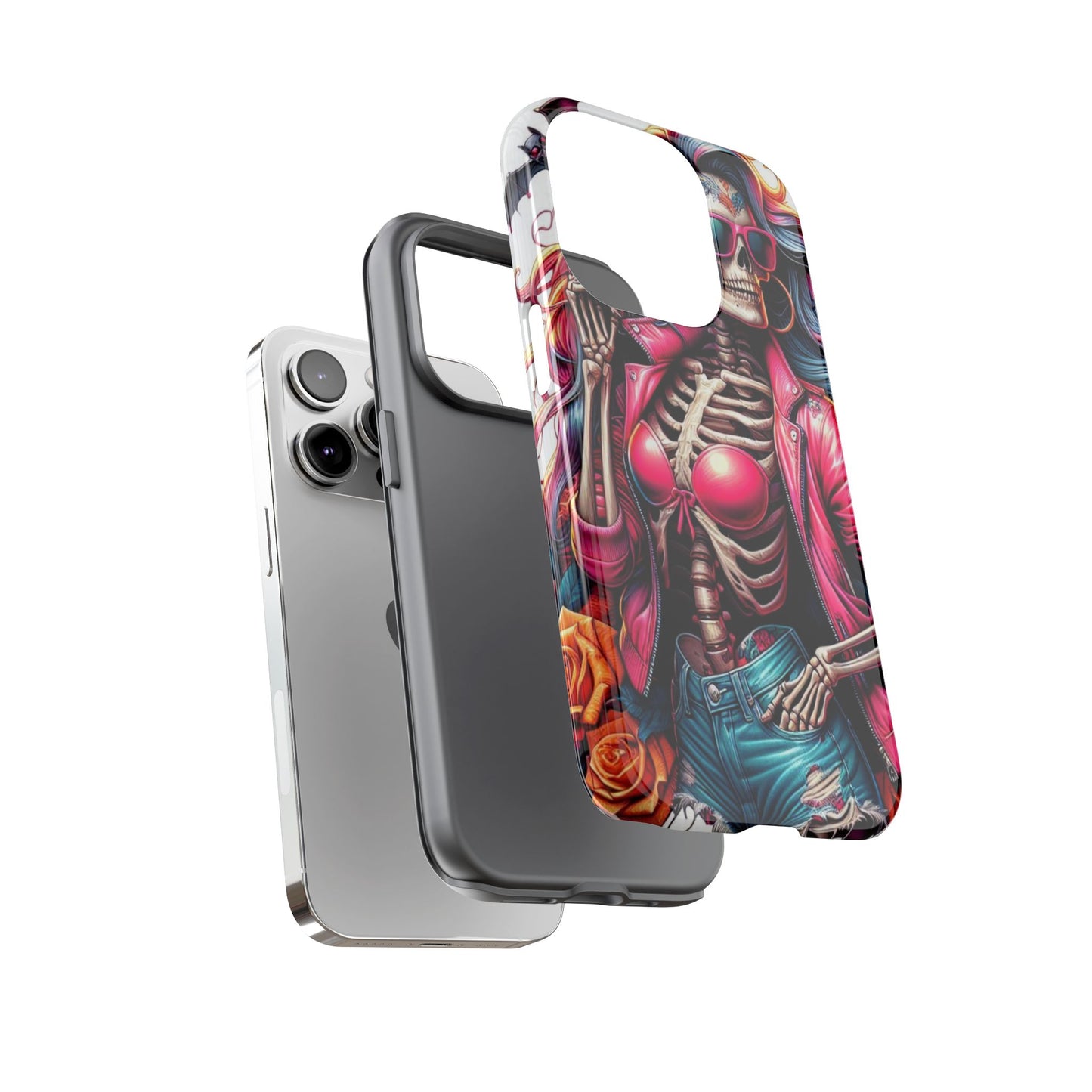 Neon Bones – Retro Skeleton & Vibrant Punk Aesthetic Mobile Cover