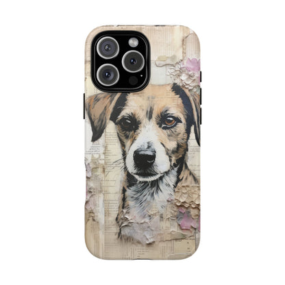 Vintage Collage Dog Portrait Mobile Cover – Artistic Mixed Media Design