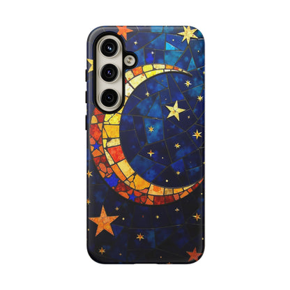 Celestial Crescent: Vibrant Moon and Stars Phone Case