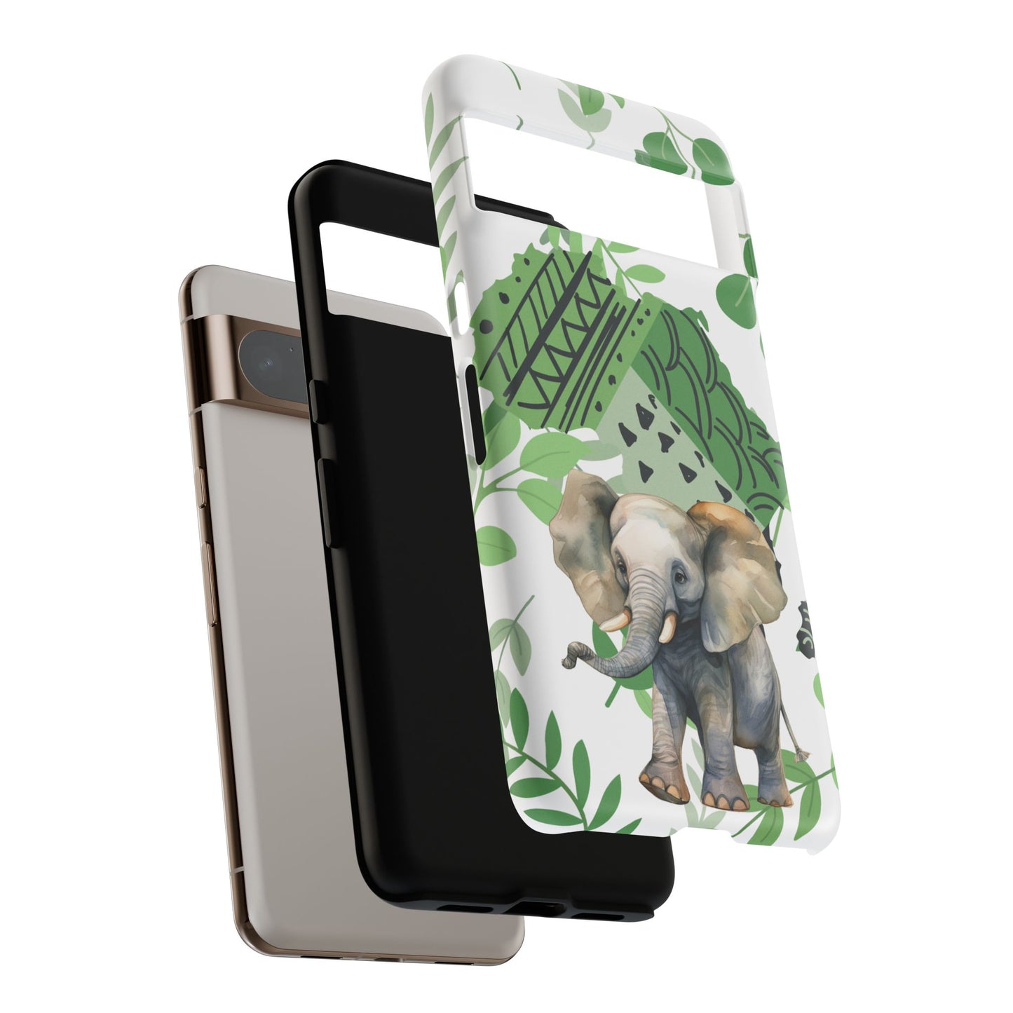 Playful Baby Elephant Mobile Cover – Tropical Boho Art
