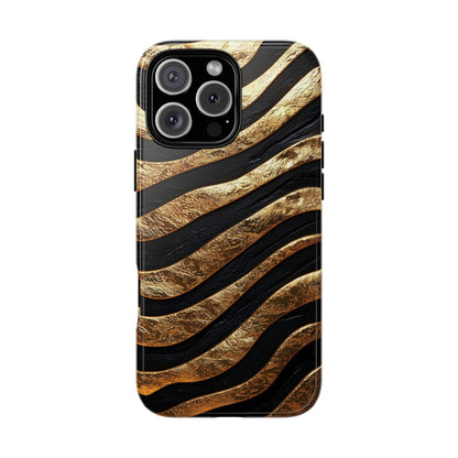 Luxury Black & Gold Zebra Stripes Phone Case for iPhone, Samsung & Google Pixel