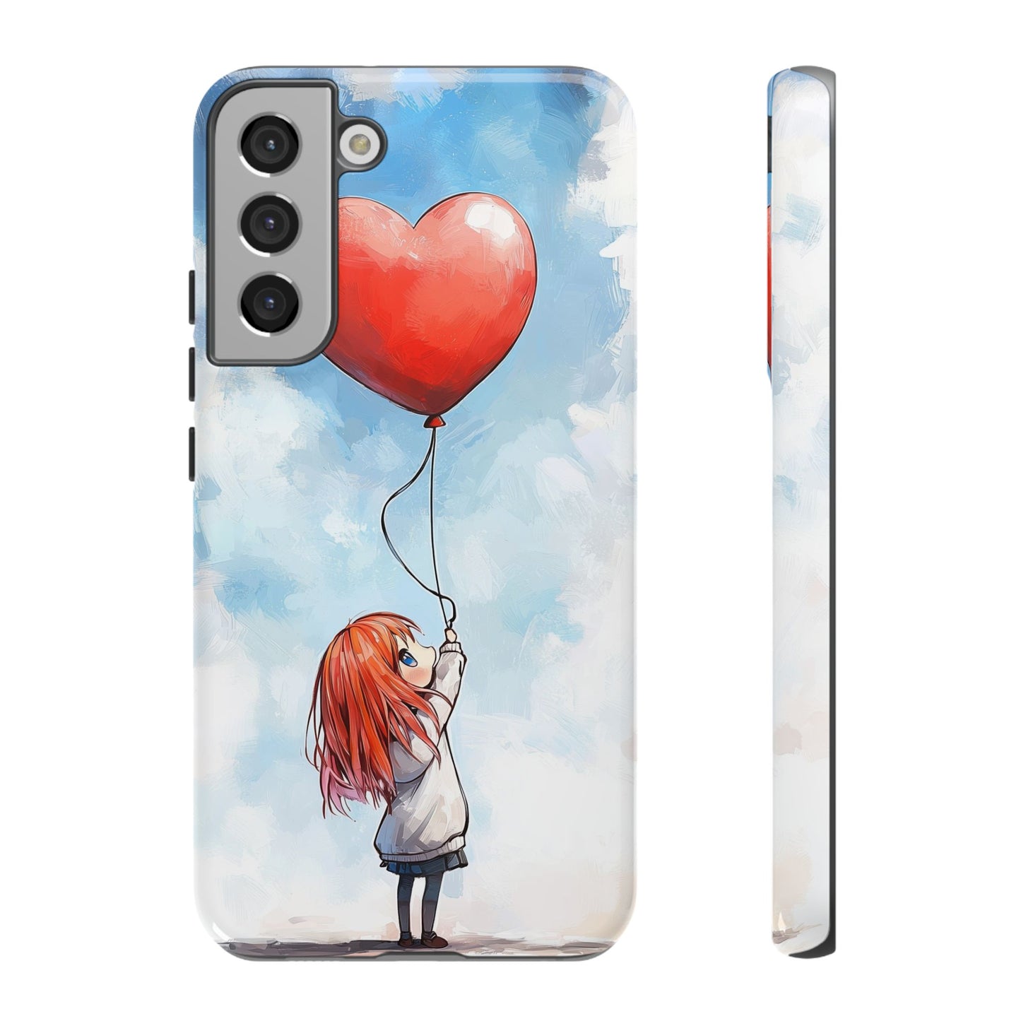 Anime Girl with Heart Balloon Phone Case – Cute & Inspirational Design for iPhone, Google Pixel & Samsung