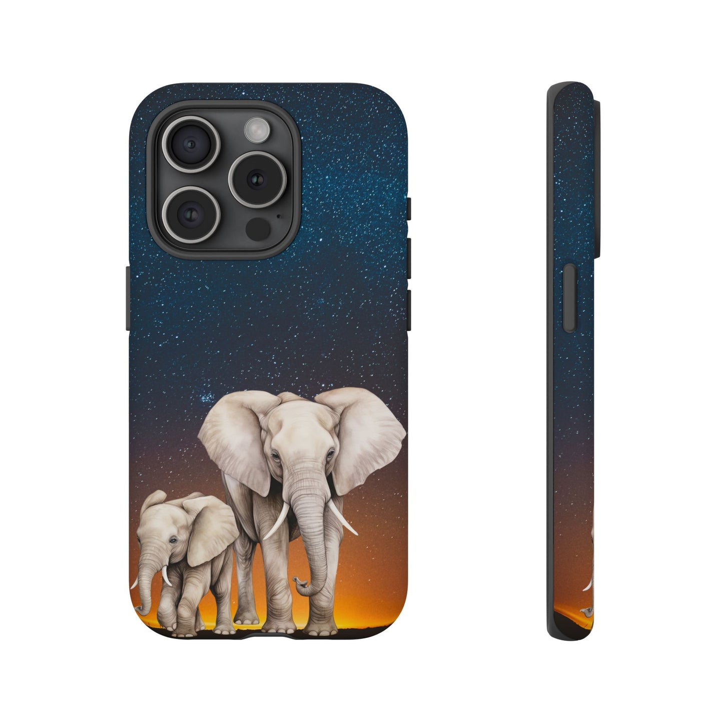 Starry Safari Elephant Family Mobile Cover – Cosmic Wildlife Aesthetic