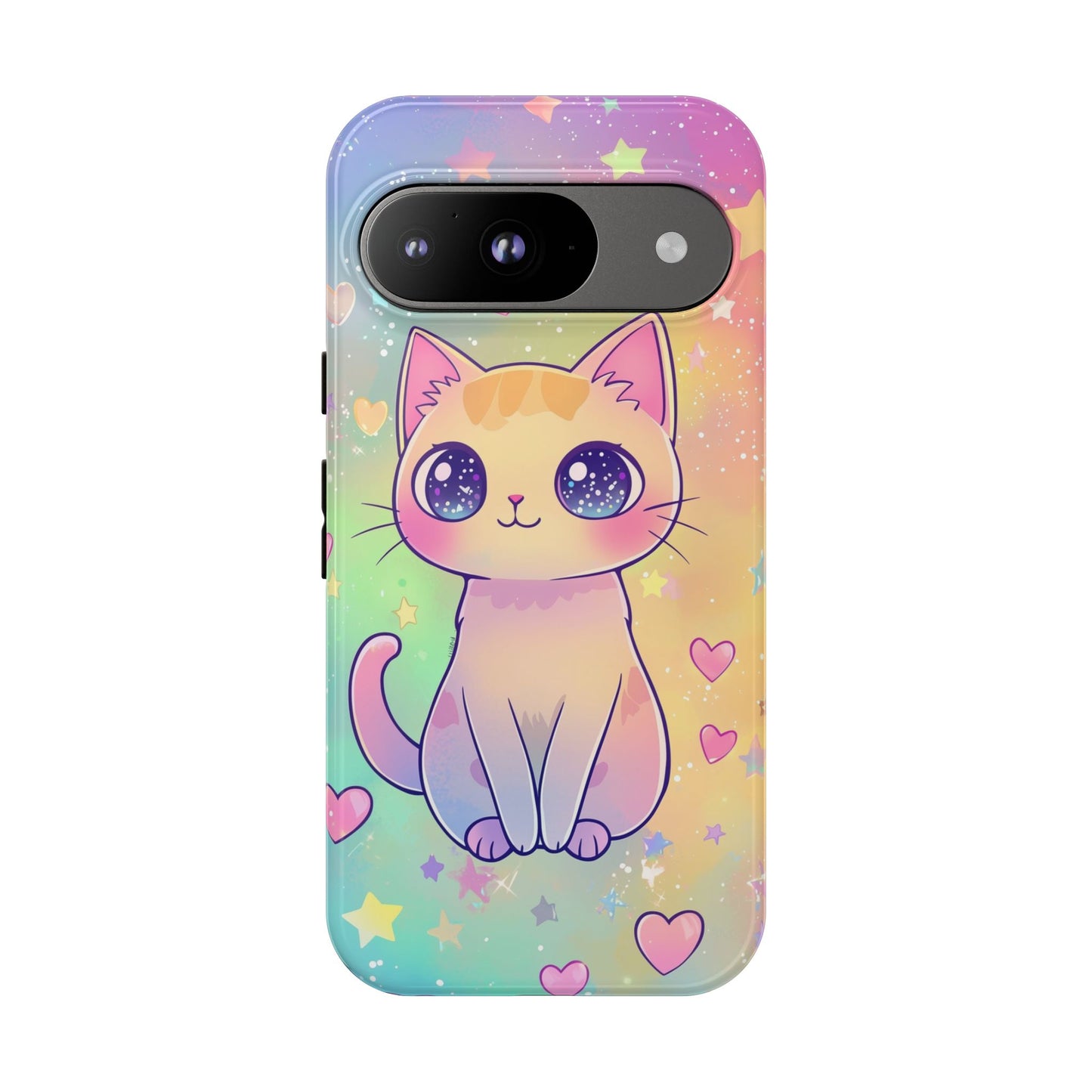 Rainbow Galaxy Cat Phone Case – Cute Anime Aesthetic for iPhone, Google Pixel & Samsung
