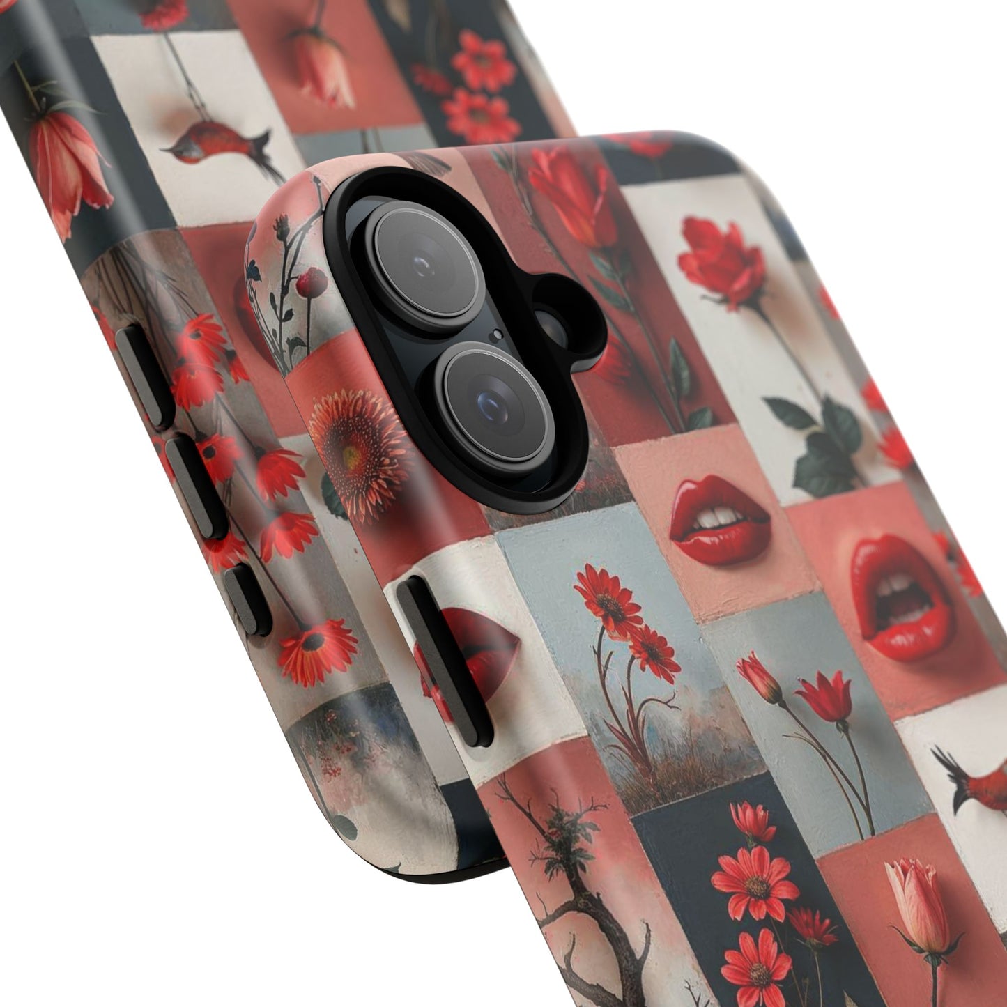 Red Flowers & Lips Collage Phone Case