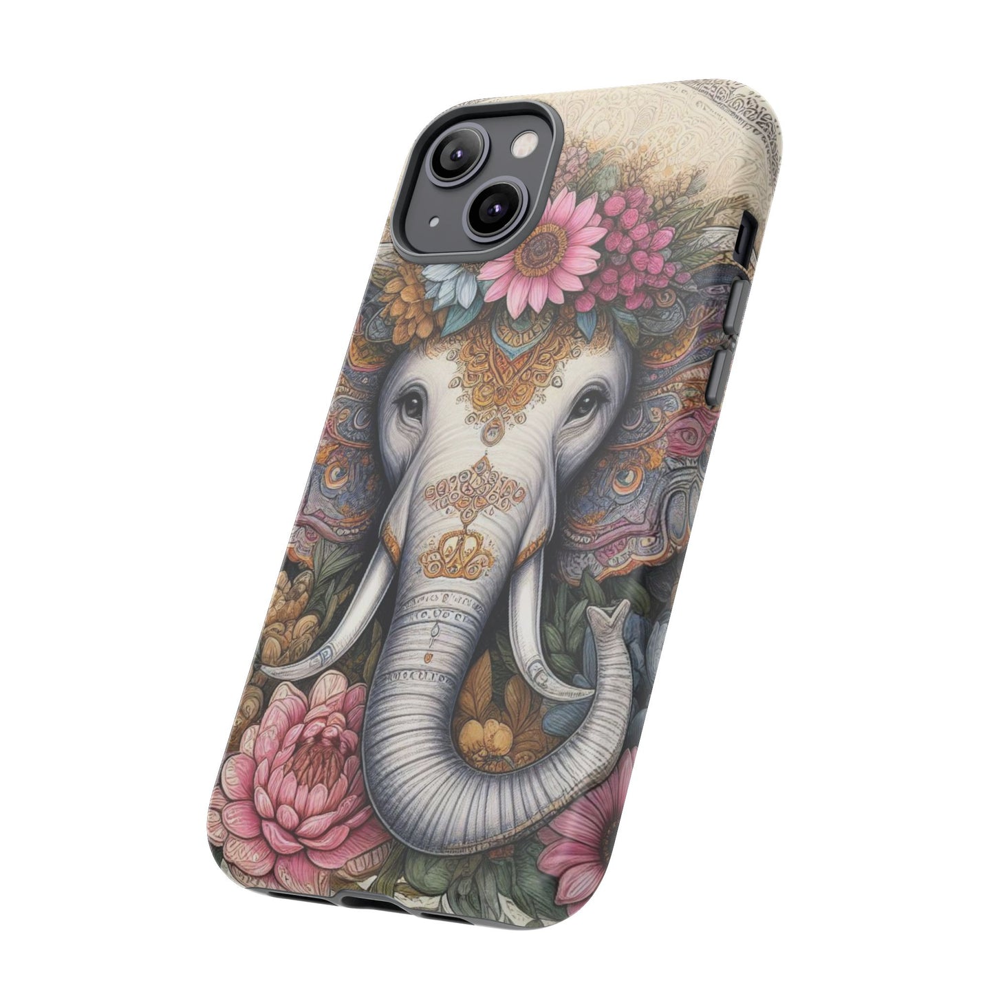 Elegant Floral Elephant Mobile Cover – Royal Mandala Art