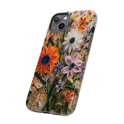 Intricate Quilled Floral Artwork In Vibrant Colors phone case design.