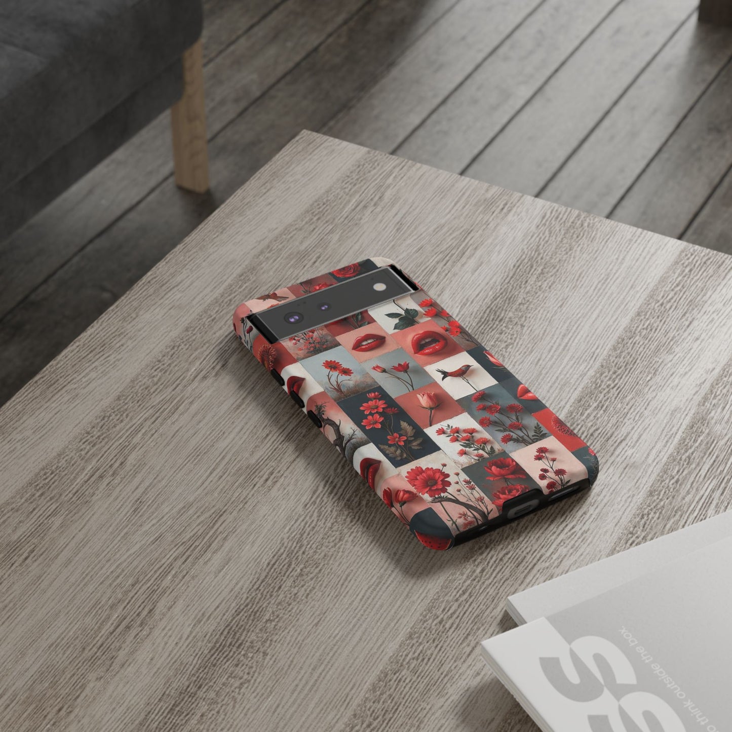 Red Flowers & Lips Collage Phone Case