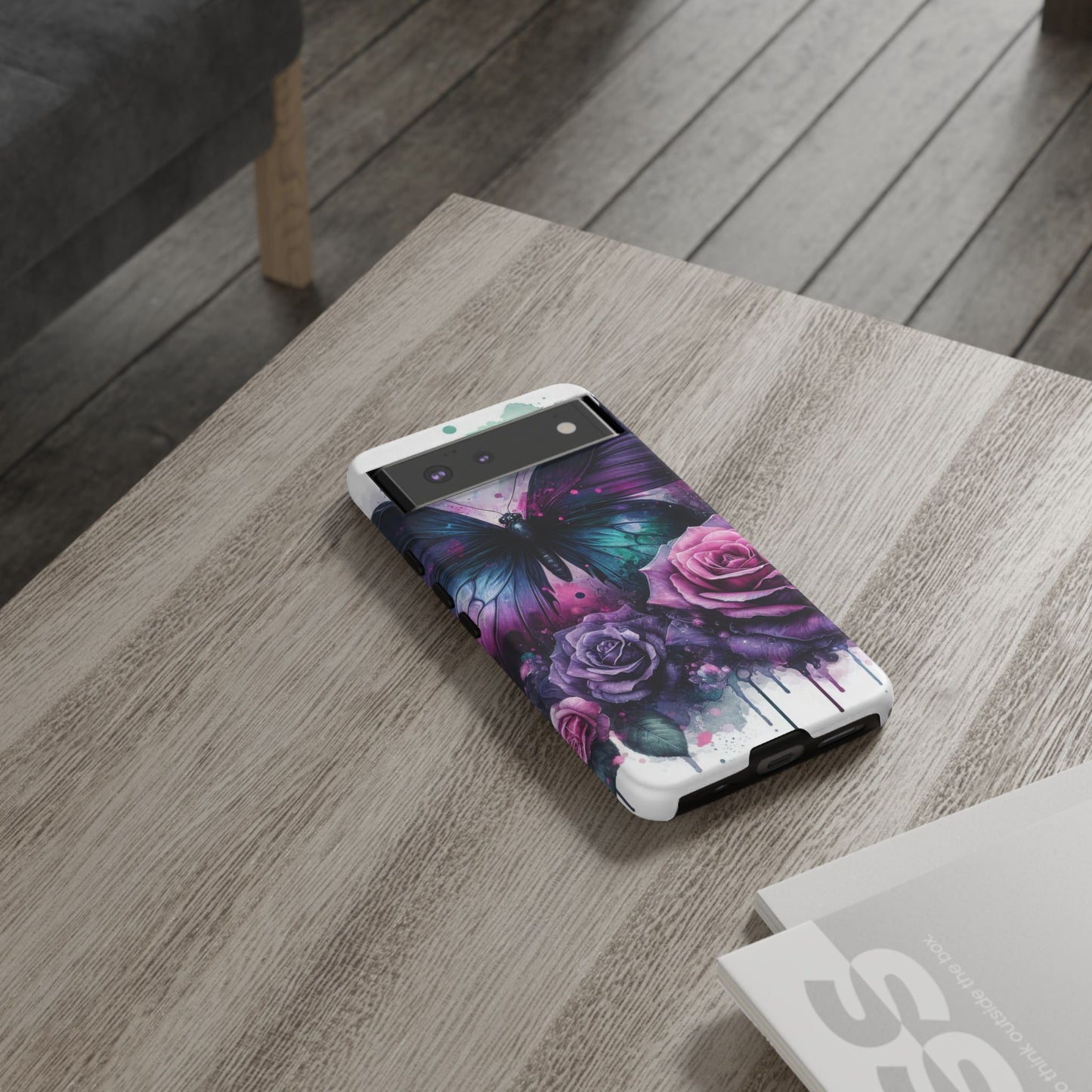Mystic Bloom – Vibrant Butterfly & Rose Art Mobile Cover