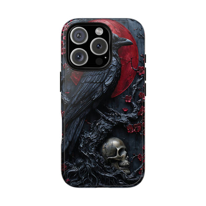 Gothic Sculpture Of Raven On Charcoal Tree Branch phone case design