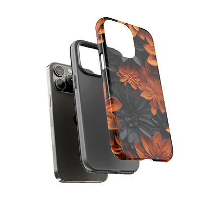 Orange & Black 3D Floral Mobile Case