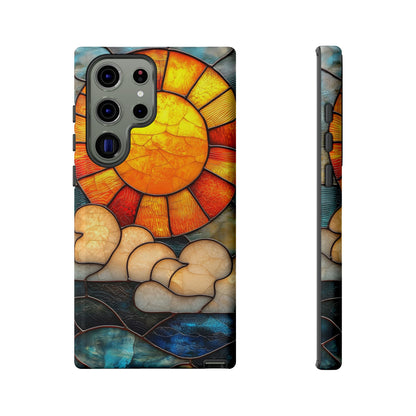Modern Stained Glass Phone Case – Warm Tones & Abstract Landscape for iPhone, Samsung & Pixel