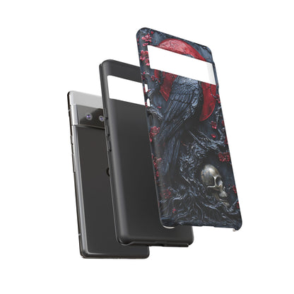 Gothic Sculpture Of Raven On Charcoal Tree Branch phone case design